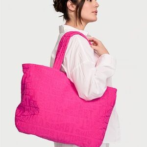 Victorias Secret pink terry tote bag NEW
